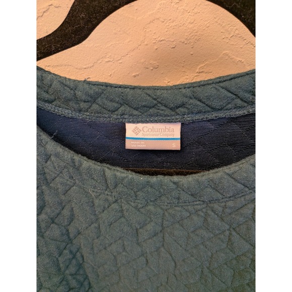 Columbia Quilted Crewneck Sweatshirt Dark Green Long Sleeve Women's Size S - Picture 2 of 4